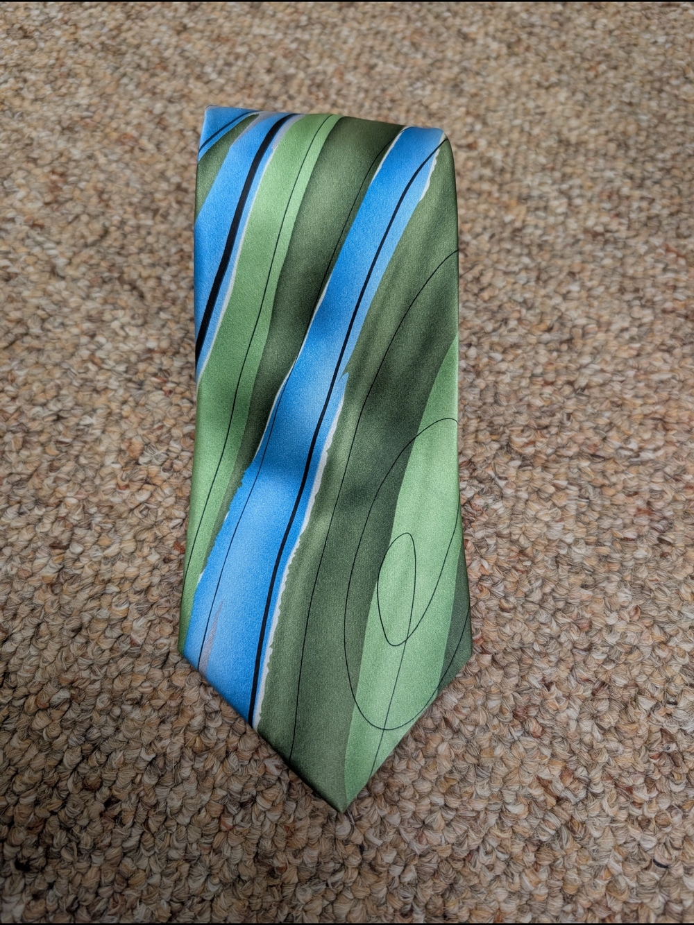J. Garcia Moon Mountain Collection 47 Silk Tie Blue Green Abstract